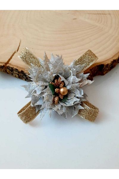canan dizayn Αξεσουάρ λουλουδιών με ασημί ρίγες 12x12 cm (1 τεμάχιο)