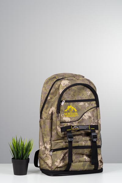 Ekolaks Montana 55+10 Lite Dağcı Kamp Körüklü Büyük Boy Su Geçirmez Kumaş Sırt Çantası Kamujlaj Desen