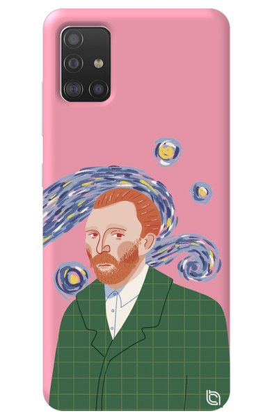 WANNA PROTECT Samsung A71 Pink Color Van Gogh Velvet Patterned Silicone Phone...