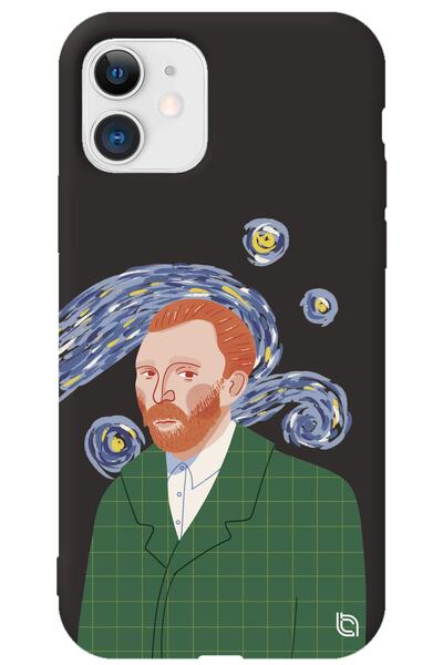 WANNA PROTECT iPhone 11 Black Color Van Gogh Velvet Patterned Silicone Phone ...