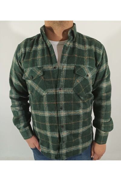 DCN Erkek Klasik Kesim Kalın Yün Oduncu Gömlek-staro9685