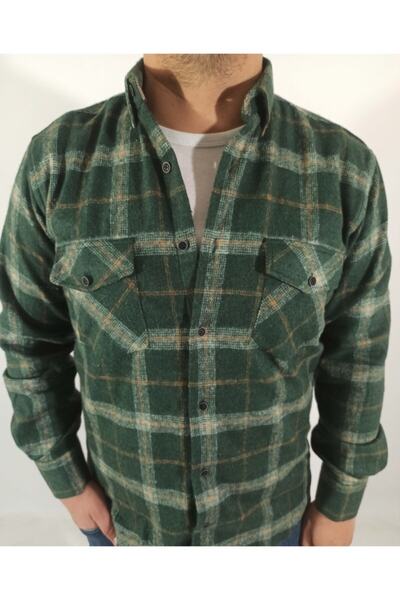 DCN Erkek Klasik Kesim Kalın Yün Oduncu Gömlek-staro9685