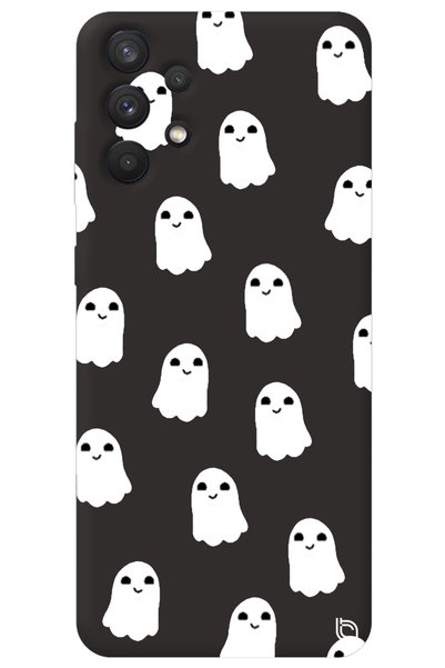 WANNA PROTECT Samsung A32 Black Color Ghost Velvet Patterned Silicone Phone Case