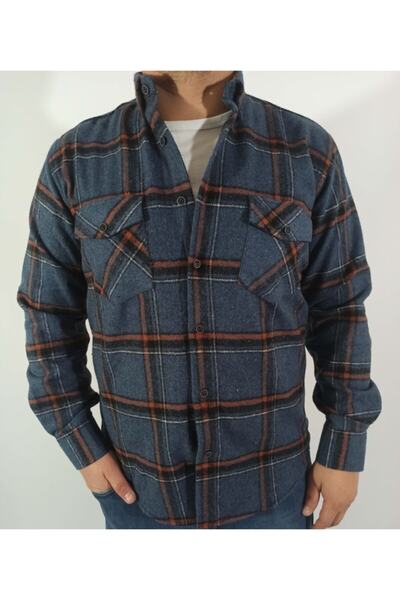 DCN Erkek Klasik Kesim Kalın Yün Oduncu Gömlek-staro788