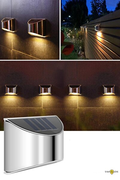 Trendpoint 1adet Solar Metal Tek Taraflı Aplik Duvar Lambası Dekoratif Led Ay...