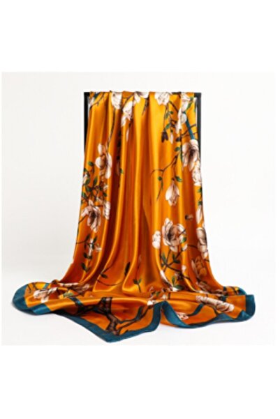 Bengü Accessories Ipek Saten Çiçek Desenli Eşarp