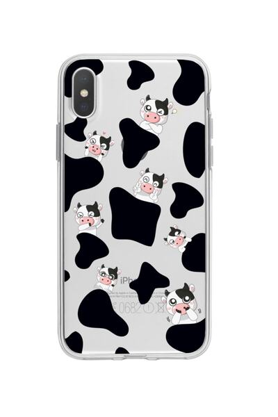 butikcase حافظة هاتف شفافة على شكل بقرة لطيفة لهاتف آيفون X