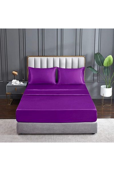 pistore Față de pernă din satin de mătase violet închis 50 X 70 Pachet de 2