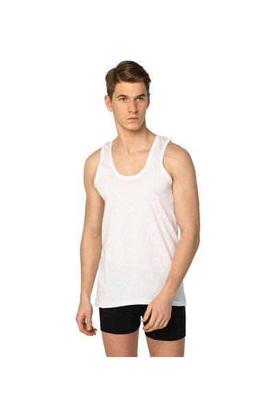 Tutku Ανδρικό λευκό Rib Classic Tank Top Mrt0102b