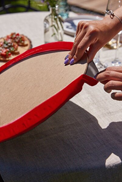 Realhomes Christmas Themed Plaid Pine Tree Designed Triangle Tassel Runner 1 Piece & 6 Pieces Red Colored Supla