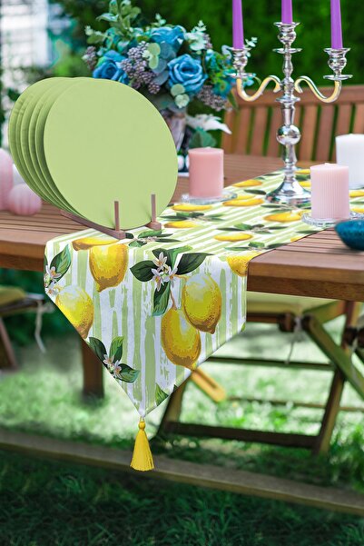 Realhomes Лимонний цифровий друк трикутний килимок з бахромою 1 шт. та 6 шт. ...