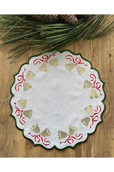 ŞÜKRANHOME Yılbaşı Çan Detaylı Nakışlı Supla 4 Adet