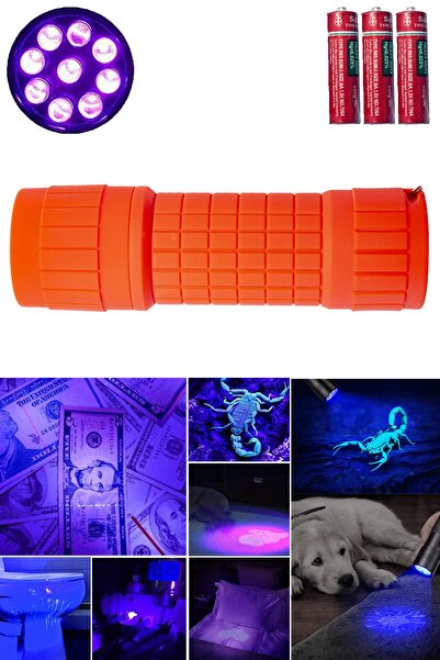 DYE HOUSE UV FENER Kırmızı Uv Led Fener Slikon Kaplamalı