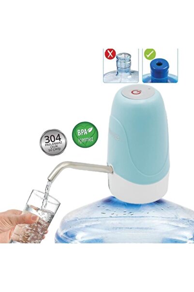 URVE Şarjlı Damacana Su Pompası Turkuaz