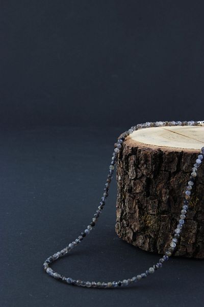 OSMANLI DEĞERLİ TAŞ Iyolit Stone Necklace Bracelet Set 4 mm