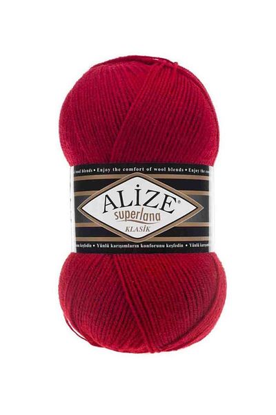 Alize Superlana Classic 056 Red Vest Cardigan Sweater Yarn 25% Wool 100 Gr 280 Meters