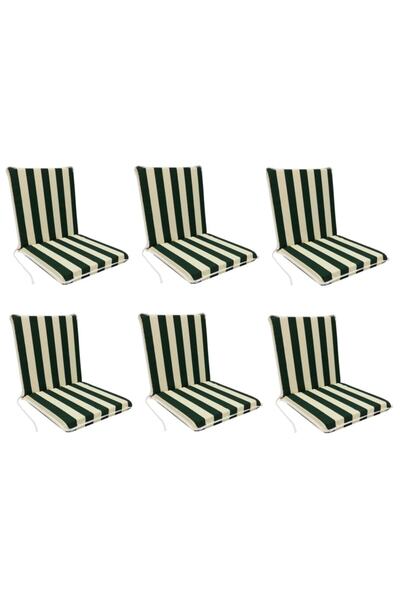 Vip Home Concept Sandalye Minderi Arkalıklı Lastikli Fermuarlı Süngerli-6 Adet Yeşil-Beyaz Yıkanabilir