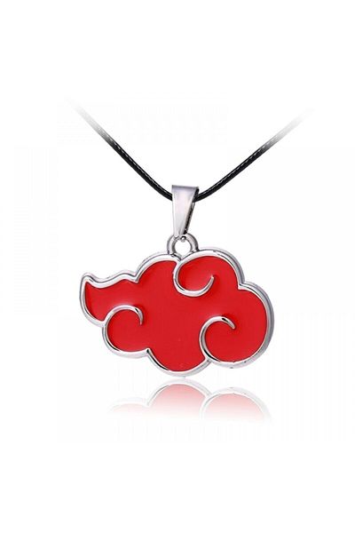 Kuzgunshop Women's Red Naruto Akatsuki Symbol Necklace
