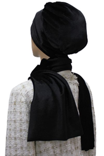 eflin Women's Hijab Clothing Bonnet Scarf Velvet Black