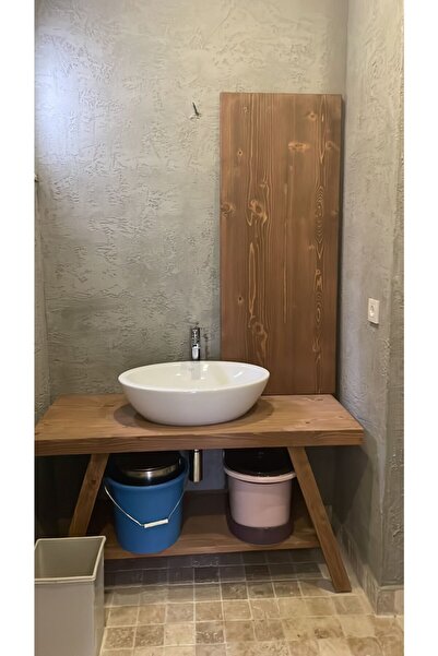 KARAKALEM AHŞAP Lavabo Tezgahı Yan Ayaklı