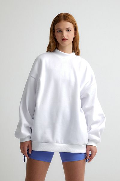 LAMODEMAPASS Hanorac oversize de bază cu broderie alb Do What You Love