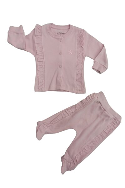 Aziz Bebe Baby Girl Powder Color Set of 2 Combed Cotton Feet