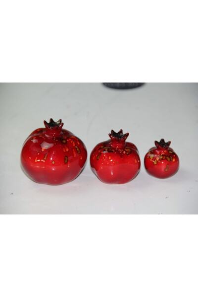 Doremcy Dekoratif 3'lü Polyester Renkli Nar Süs Set Hediyelik Obje