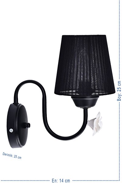 VK HOME AYDINLATMA Valentina Rose Sconce Black (with black Hat)