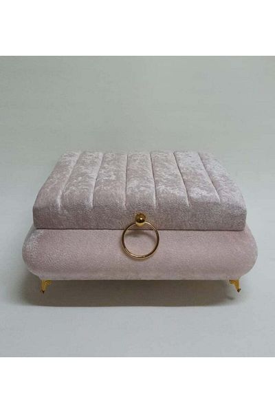 KÜBRAHOME'S Decorative Velvet Chest Multi-Purpose Box Powder