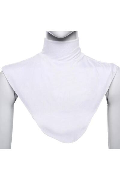 Htcimaj Tam Boy Tesettür Boyunluk Balıkçı Yaka Beyaz