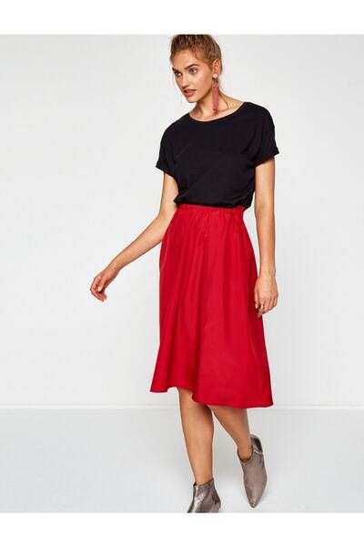 Koton Women's Red Relaxed Cut Skirt