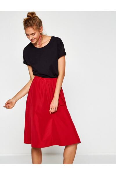 Koton Women's Red Relaxed Cut Skirt