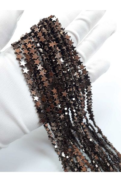 Yüksel Boncuk Φυσική πέτρα Star Hematite Brown Color (1 σειρά)