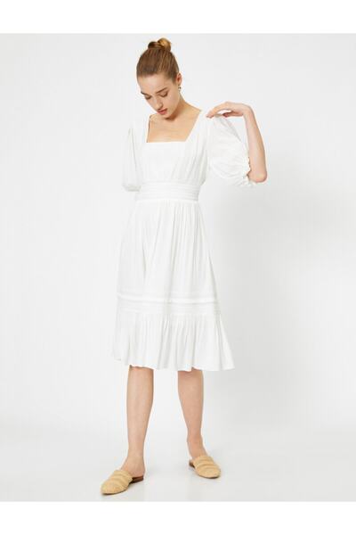 Koton Γυναικείο Λευκό Φόρεμα 0YAK83774EW