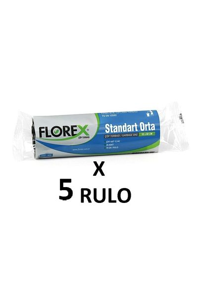 Florex Florex Standard Medium Size (55x60 Cm) Black Garbage Bag 5 Rolls 20*5=100 Pieces