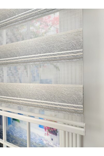 ypyeniperde Keten Zemin Renk Geçişli Zebra Stor Perde