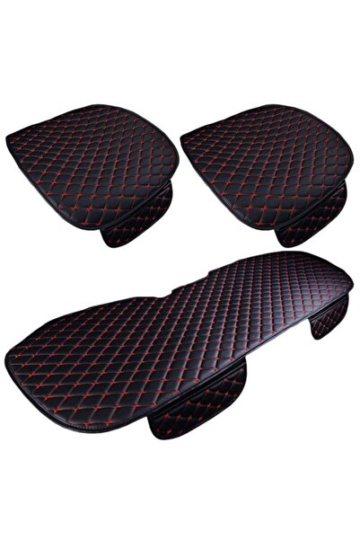 mutlu oto Set cadou cu 3 perne pentru scaun auto din piele brodata rosie