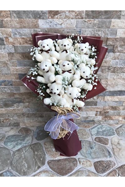 Flowers Beyaz Ayıcık Buketi