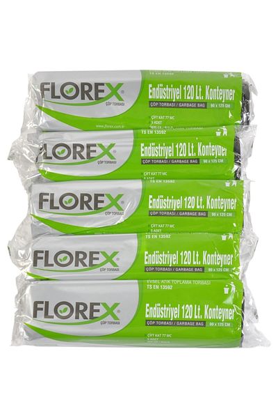 Florex Industrial 120lt Container Garbage Bag 5 Rolls