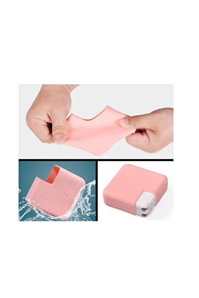 Mcstorey Şarj Aleti Kılıfı 85W - 87W - 96W - 140W Macbook Pro Magsafe 1-2 ile Uyumlu Silikon Koruyucu Pembe