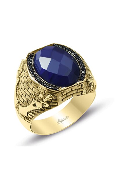 Lilarote Pırlanta Şovalye Yüzüğü Akik Taşlı