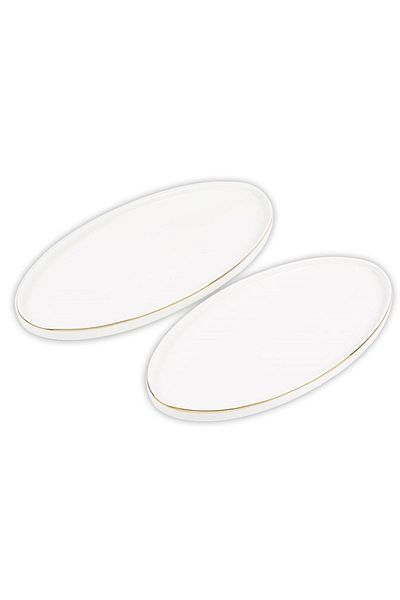 Mikasa Moor Gold Modern 2 Piece Boat Plate 31x16 cm 36x18 cm