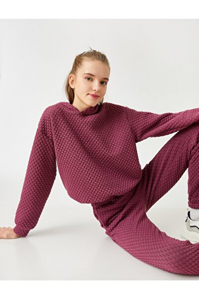 Koton Gestepptes Langarm-Sweatshirt mit Kapuze