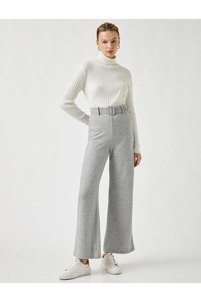 Koton High Waist Belted Wide Leg Trousers