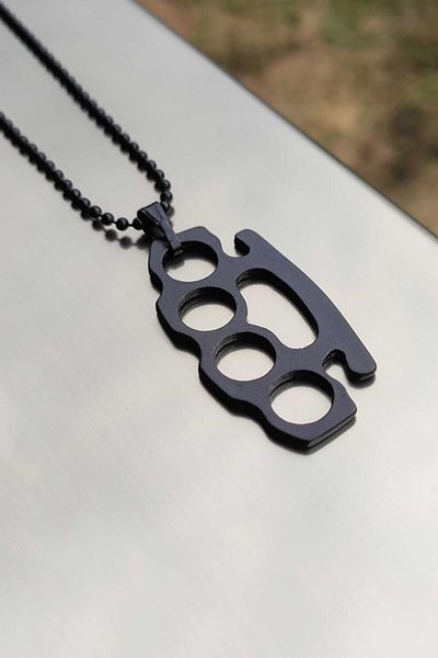 The Collection Black Brass Knuckles Men's Necklace