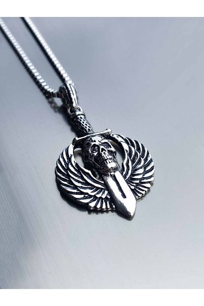The Collection Men's Skull Antique Sword Necklace