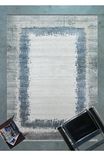 Apex Vivaldi 9701 Mavi Akrilik Dokuma Salon Halısı Çerçeve Desen Dekoratif Ma...