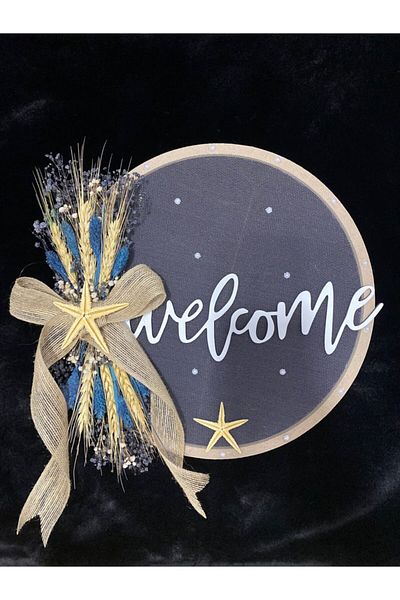 HOBİ55 Welcome Door Ornament Λευκό στεφάνι 30x30 Στολίδι πόρτας Προσαρμοσμένο χειροποίητο Hd057