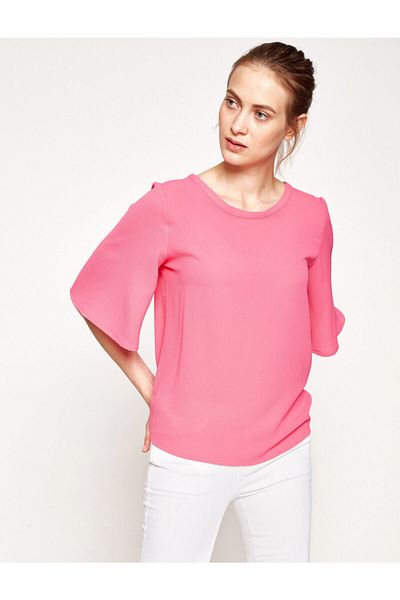 Koton Damenbluse mit Rundhalsausschnitt