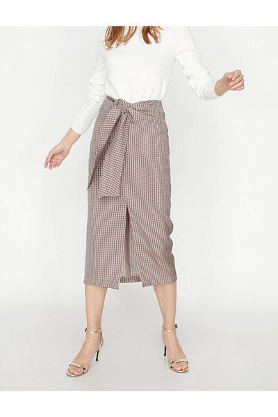 Koton Women's Plaid Red Skirt 9kak72883uw